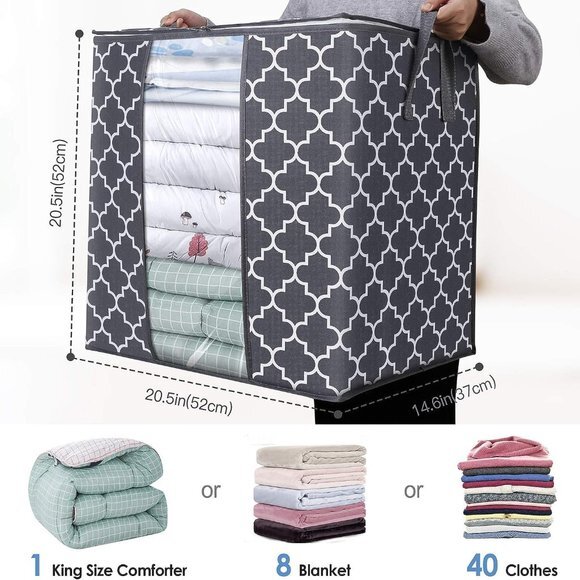 Storage Bags [3 Pack/100L] Large Blanket Clothes Organization and Storage‎ - Picture 4 of 5
